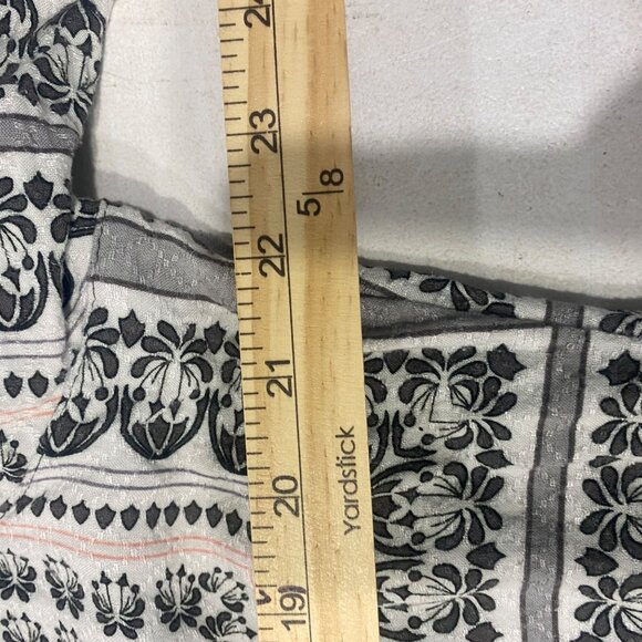 Croft & Barrow Button Up Top Womens L Black White Abstract 3/4 Sleeve Lightweig - Picture 9 of 12